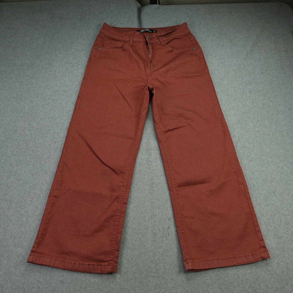 Joujou Jeans Womens 26 Rust Red Boho Denim Wide Leg Earthy High Rise Capri
